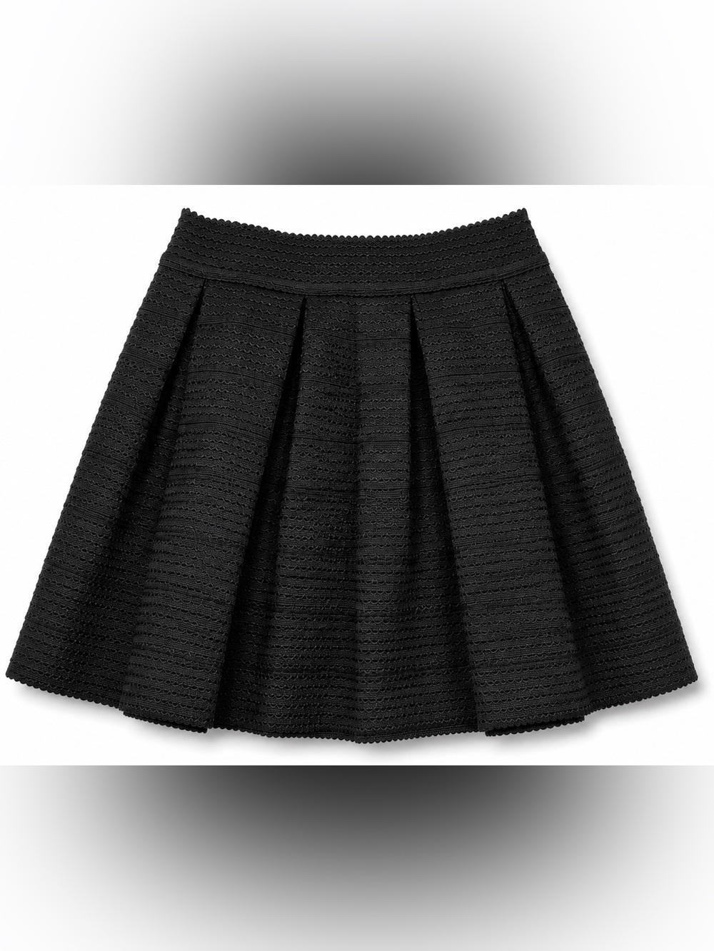 Express Black Textured Pleated Skater Skirt